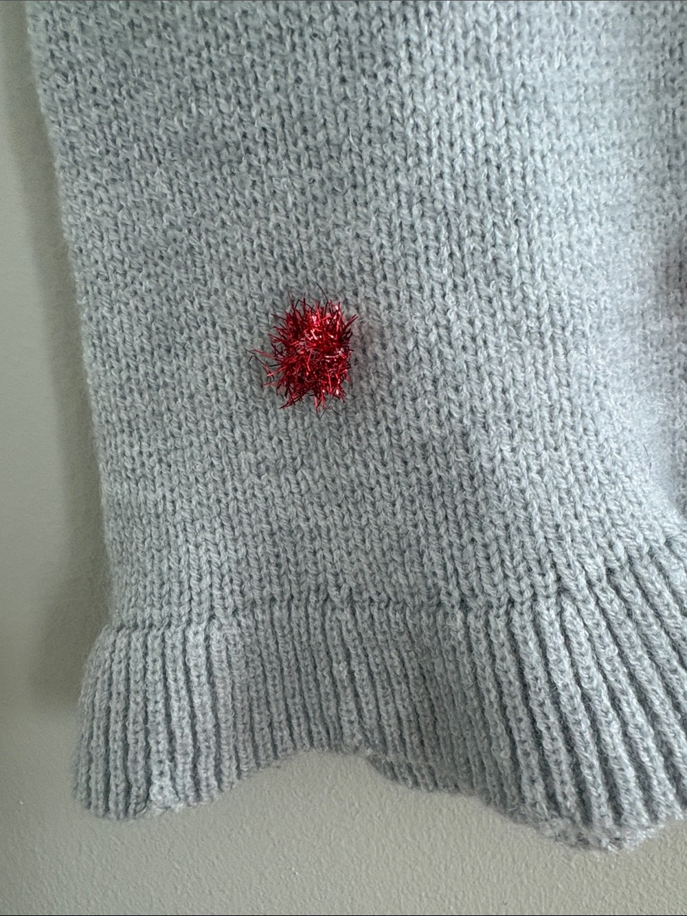 Cozy Knit A-Line Skirt in Light Gray with Multicolor Pom-Dot Accents NWOTS - Picture 6 of 11